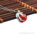 Bijoux pendentif pendentif griffe de dragon en argent sterling 925 rouge jade 15MM